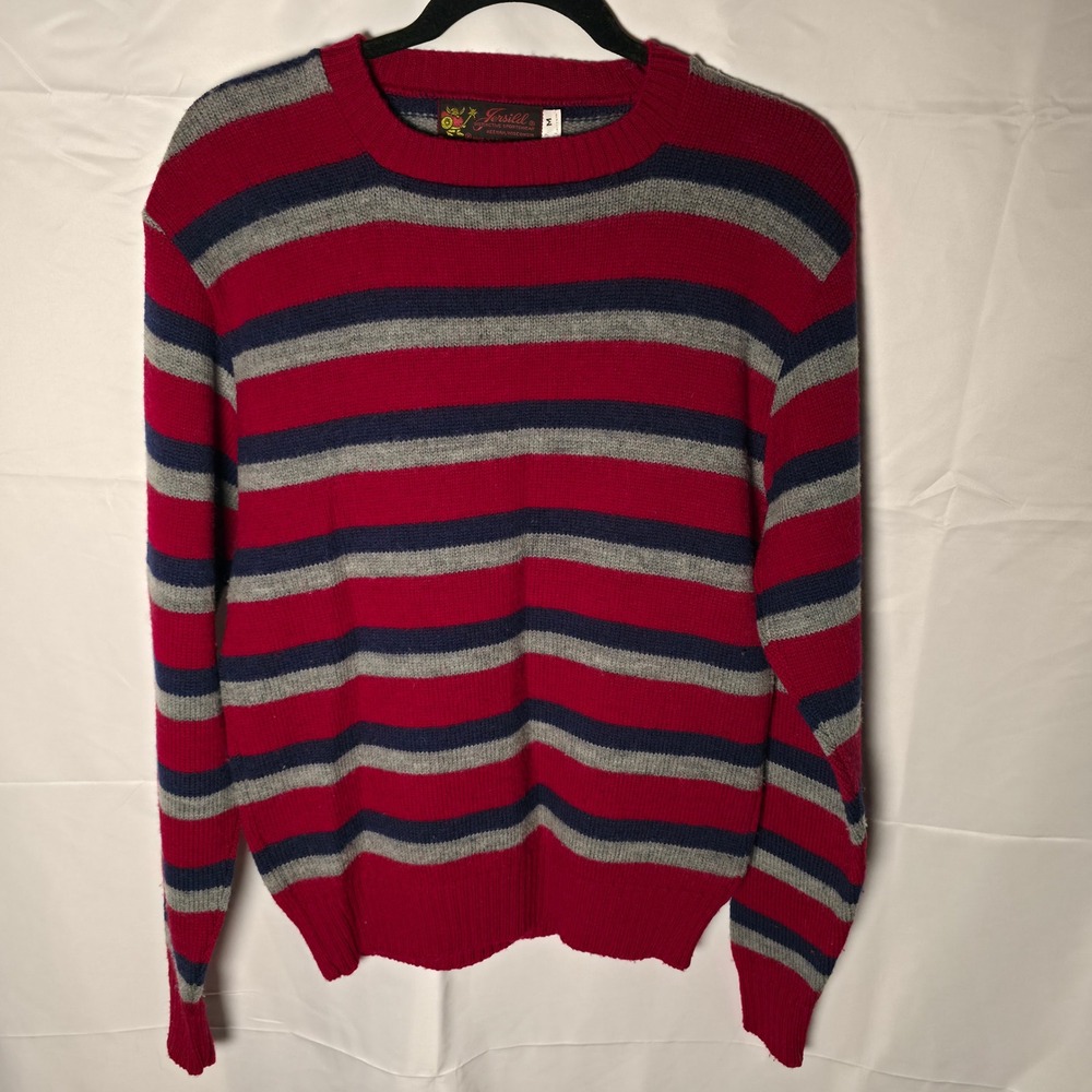 Jersild Distinctive Sportswear Wool Blend Striped Crew Neck Sweater‎ Size M VTG